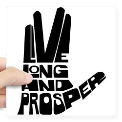 Cafepress Live Long And Prosper Sticker Square Bumper Sticker Car Decal 3"X3" Small Or 5"X5" Large