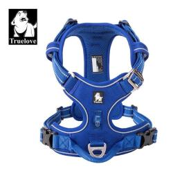 Pet Reflective Nylon Dog Harness No Pull Adjustable Medium Large Naughty Dog Vest Safety Vehicular Lead Walking Running - Royal Blue L