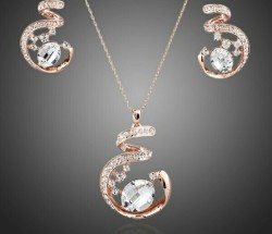 Beautiful Unique Rose Gold Plated Austrian Crystal Set