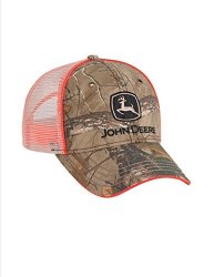 John Deere Realtree Xtra Camo Orange Piping Tan Mesh Cap Hat