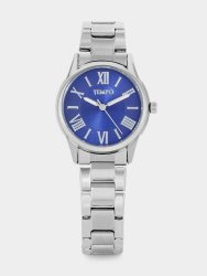 Silver Plated Navy Dial Bracelet Watch