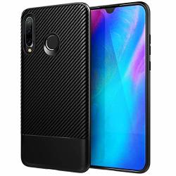 Timovo Cover Compatible With Huawei P30 Lite Case Soft Anti-scratch Tpu Bumper Cover + Carbon Fiber Cover Fit With Huawei P30 Lite - Black