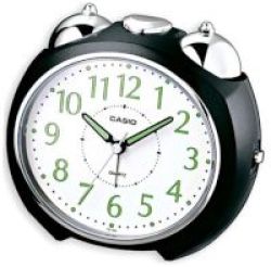 Casio Alarm Clock Oval Bell Sno Black White & Silver