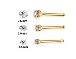 BodyPJ Sparkles 20G Clear CZ 316L Stainless Steel Nose Studs Rings Body Piercing 1.5mm 2.0mm 2.5mm 