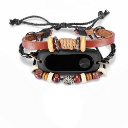 Memela Tm New Fashion Leather Bracelet Strap Replacement For Xiaomi Mi Band 2 Smart Wristband Brown