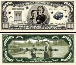Bonnie And Clyde Gangster Novelty Million Dollar Bill