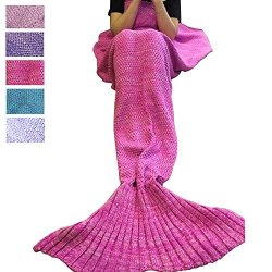 Mermaid Tail Blanket Crochet And Mermaid Blanket For Adult Kids Super Soft All Seasons Sleeping Blankets 75 Inch X 40 Inch Audlt pink