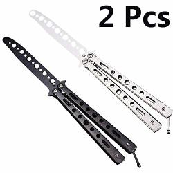 Fecedy 2PCS Butterfly Knife Trainning Practice Comb Unsharpened Blade For Practicing Flipping Tricks