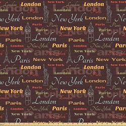Ambesonne City Fabric By The Yard Famous Places Of World London Paris New York Big Ben Of Liberty Eiffel Tower Stretch Knit Fabric For