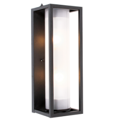 Bright Star Lighting - Large Rectangular Metal Lantern With Frosted Glass