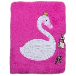Swan Fluffy Lockable Journal