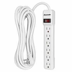 2 Pack Surge Protector Power Strip with 6 Outlets 2 USB Ports 5-Foot Long  Heavy-Duty Braided Extension Cords Flat Plug 900 Joules 15A Circuit Breaker