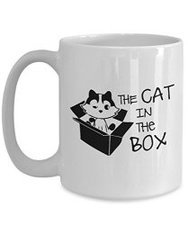 Mori-tm Coffee Mug - The Cat In The Box -11OZ And 15OZ White Black Ceramic Cup Best Funny Cat Gift For Men Women Dad