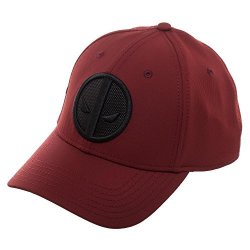 Bioworld Marvel Deadpool Red Logo Flatbill Black Patch Insignia With Stitching Merc With A Mouth