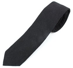 Men's Skinny Necktie Tie Textured And Distressed Finish - Black
