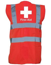 First Aid Cross Printed Hi-vis Vest Waistcoat - Red white XL