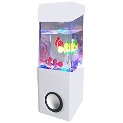 Hopesooky Wireless Colorful Night Light Fish Dancing Water Speakers For Iphone Ipad Cellphone PC All 3.5MM Audio Player White