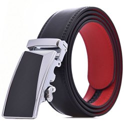 Leather Belts For Men Dress Ratchet Belt 1 3 8" Wide With Open Automatic Buckle Gift Box