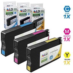 Ld Remanufactured Hp 951XL Color Ink Set Of 3 Cyan Magenta & Yellow For Officejet Pro 251DW 276DW Mfp 8100 8600 8610 8615 8620 8625 8630 + Free Pack Of 4X6 Premium Glossy Photo Paper