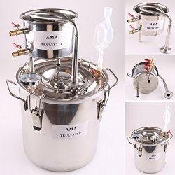 WMN_TRULYSTEP Diy Home Distiller Moonshine Still Stainless Boiler Thermometer Wine Spirits Essential Oil Water Brewing Kit Stainless Steel 12 Litres 3 Gallon