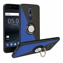 Alapmk Compatible With Nokia 5.1 Case Pattern Design 360KICKSTAND Tpu Protective Phone Case Cover For Nokia 5.1 2018 Blue black
