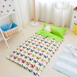 Boy Quilted Sleeping Bag - Green With Fox