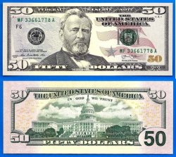 Usa 50 Dollars 2013 Unc Mint Atlanta F6 Us United States Of America Grant