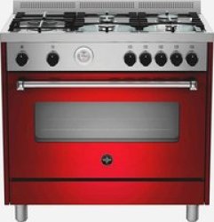 Americana 5 Gas Burner With Gas Oven & Gas Grill 90CM Burgundy