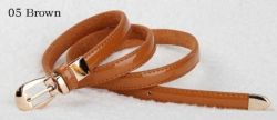 Belt For Women Made Of Genuine Leather In Candy Color - Brown