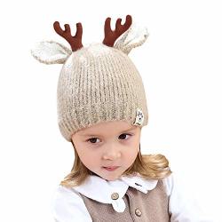 Yesyes Christmas Kids Baby Boys Girls Elk Ears Warm Winter Beanie Knit Hat Cap