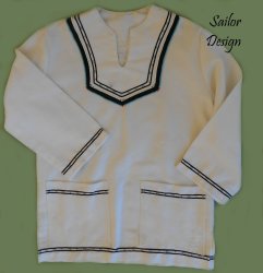 Traditional Ibayi Mens Top - Cream Sailor Style 34