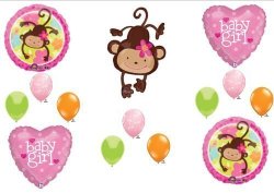 Anagram Mod Monkey Baby Girl Shower Balloons Decorations Supplies Jungle Safari By