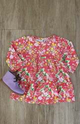 Infants Long Sleeve Tiered Dress - Pink Floral - Pink Floral 12-18 Months