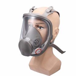 Qerntpey Gas Mask Reusable Full Face Gas Mask Spraying Painting Respirator Silicone Mouth Cover Safety Protection Color : Grey Size : One Size
