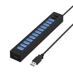 Sabrent 13 Port High Speed USB 2.0 Hub With Power Adapter And 2 Control Switches HB-U14P