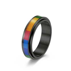Rainbow Spinner Ring Black - 12 Us