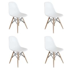4 X Childrens Wooden Leg Chair - White