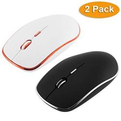 Lingao Slim Silent Wireless Mouse 2 Pack With Nano Receiver 3 Adjustable Dpi Levels Slim Silent Wireless Mouse Silent Click For PC Laptop Tablet