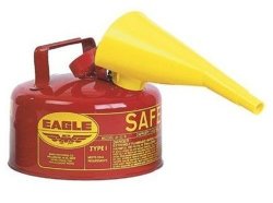 Eagle UI-10-FS Red Galvanized Steel Type I Gasoline Safety Can With Funnel 1 Gallon Capacity 8" Height 9" Diameter