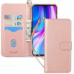 Teebo Wallet Case For Xiaomi Redmi Note 8 Pro Kickstand Case With Card Slots Holder And Wrist Strap Premium Leather Magnetic Closure Flip Cover