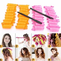 36PCS 25CM Magic Hair Styling Spiral Curlers Rollers With 2 Hooks Shipping