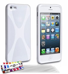 Muzzano Original Le X Premium Flexible Shell Cover Case With 3 Ultraclear Screen Protectors For Apple Iphone 5S - White