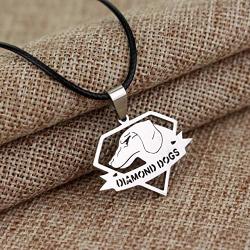 Davitu Silver Stainless Steel Gear Solid V The Phantom Pain Dogs Insignia Necklace Dog Necklaces Pendants Pet Jewelry - Metal Color: N167 Length: 50CM