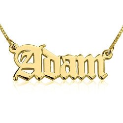 Personalized Custom 24K Gold Plated Old English Script Name Necklace Jewelry 14