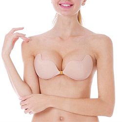 Aublary Strapless Bra Sticky Bra Backless Invisible Push Up Reusable Adhesive Bras 1 Nude Cup E
