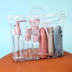 11PC Travel Bottles Set For Toiletries Empty Refillable Travel Size Containers With Storage Bag Travel Accessories For Shampoo Conditioner Liquids Lotion Soap Body Wash