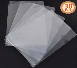 30PCS L-type Plastic Folder - 18C Transparent Clear Document Folder For A4 Size Paper Sleeves