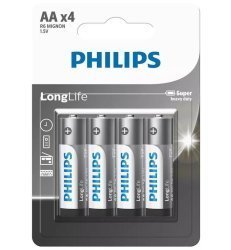 Philips R6L4B 40 Longlife Battery AA 4 Pack