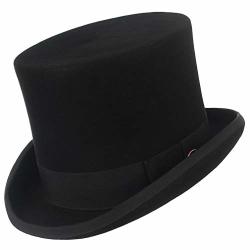 Cloudkids Men 100% Wool Mad Hatter Hat Satin Lined Top Hats BLACK 6" High Medium Us Hat Size 7-7 1 8