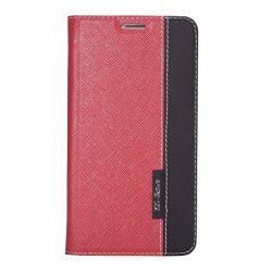 Jntworld Samsung Galaxy A7 Case Soft Leather Card money Slot+flip Stand Cover Red&black